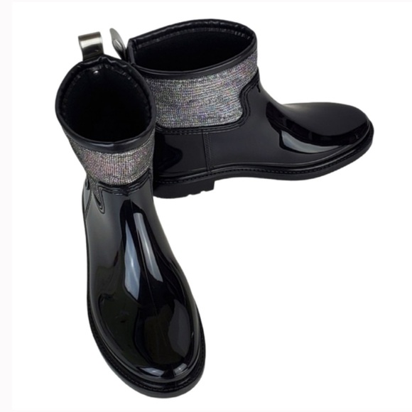 Michael Kors Blakely Mesh Black Rain Boots Size 8 - Picture 5 of 6
